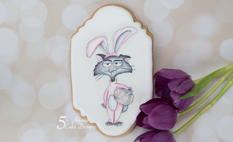 Grouchy the Easter Cat Cookie Art Course 🐰😾🖌️