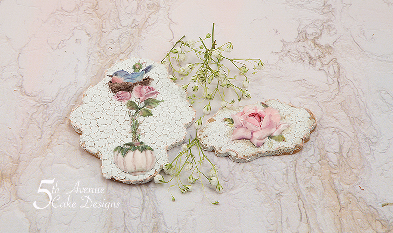 Dimensional Watercolor Birdtopia with a Vintage Cracked Glaze Cookie Art Course ๐น๐๏ธ๐๏ธ